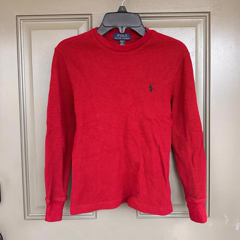 Polo Ralph Lauren Waffle-Knit Long-Sleeve Crew Neck Shirt Small 8‎